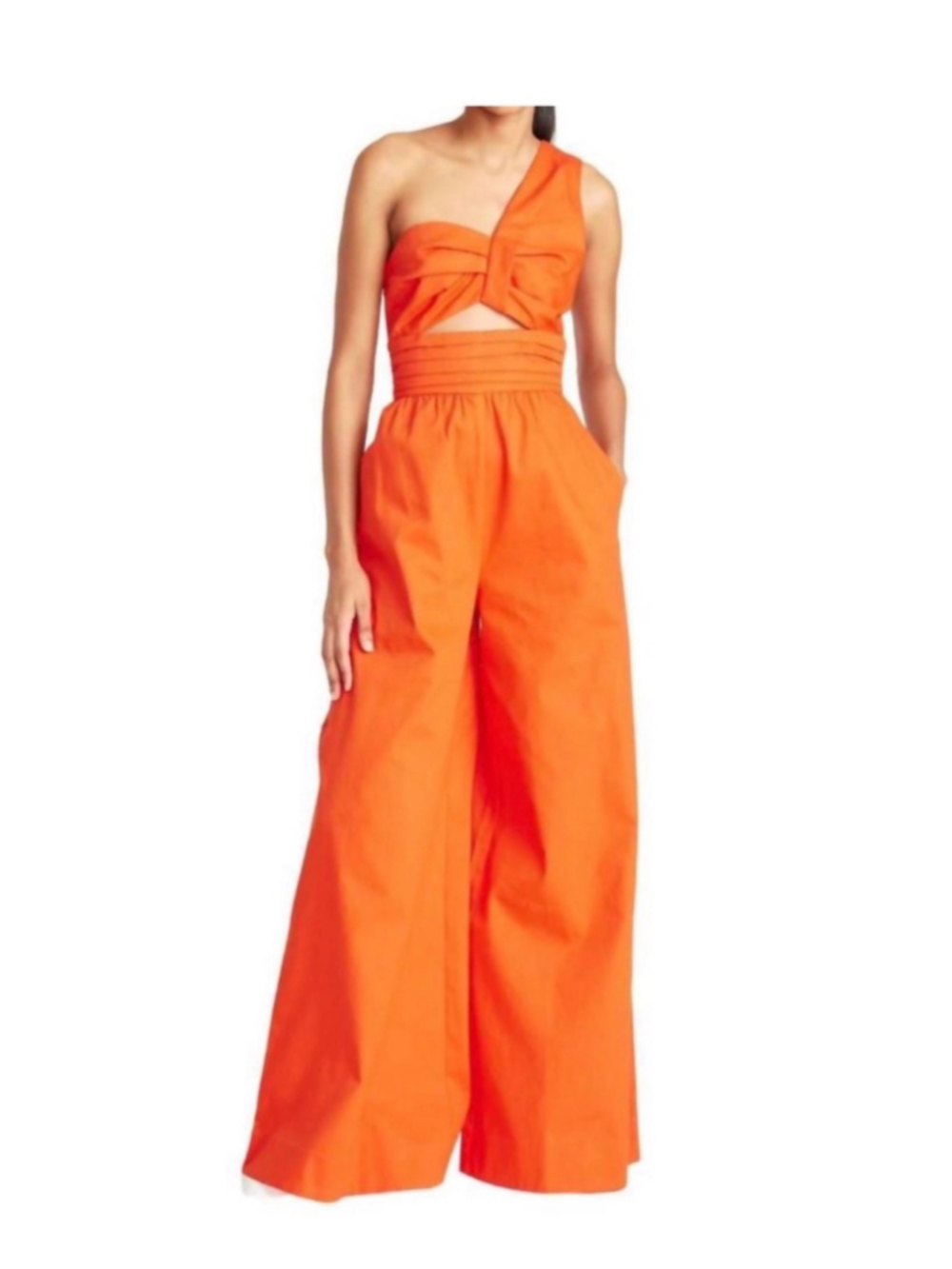 Women's AMUR One-Shoulder Cutout Jumpsuit Size 4 Orange
